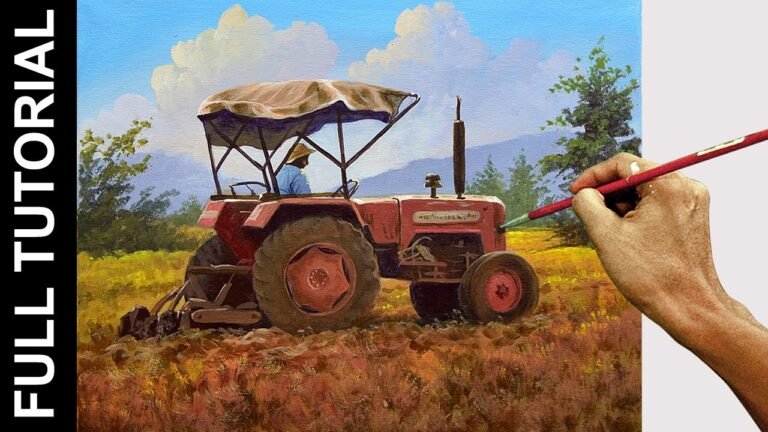 Step by Step Painting Tutorial : How to Paint A Tractor in Acrylics / JMLisondra