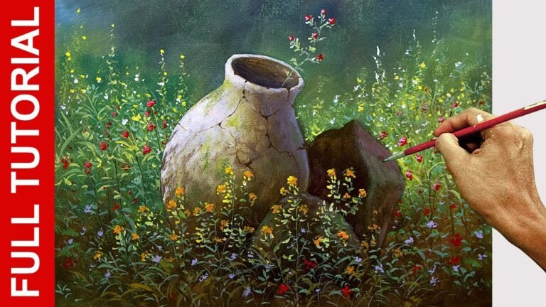 Tutorial: How to paint broken jar in the garden in acrylics / JMLisondra