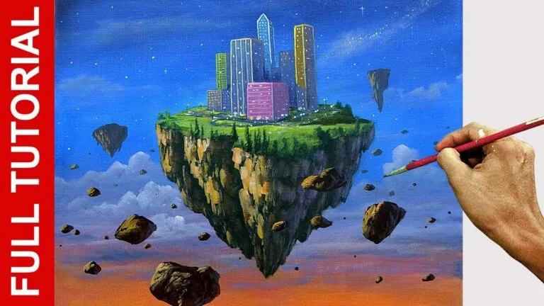 Tutorial : How to Paint Floating City in Acrylics / JMLisondra