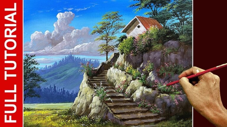 Tutorial : Acrylic Landscape Painting / Stairway to the House / JMLisondra