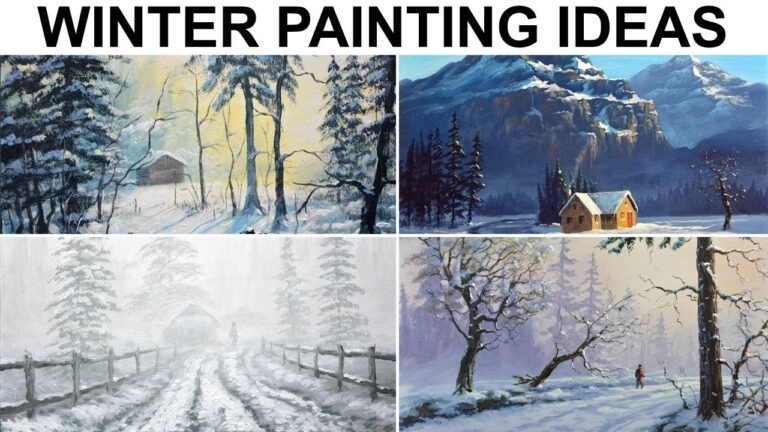 4 Winter Acrylic Landscape Painting Ideas by JMLisondra