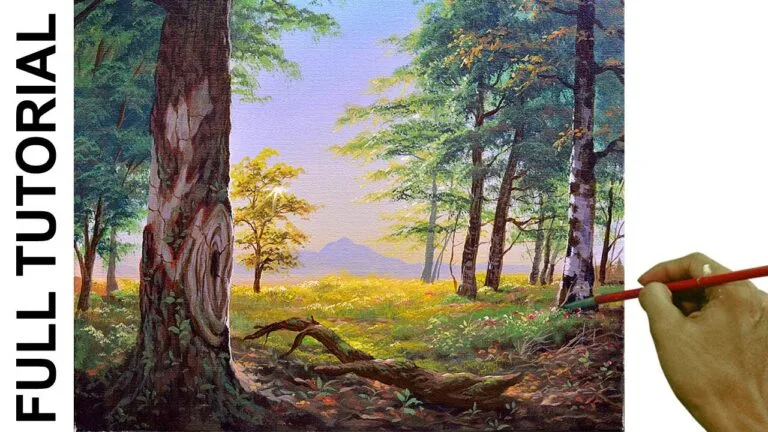 Acrylic Landscape Painting TUTORIAL / Big Tree in the Forest / JMLisondra