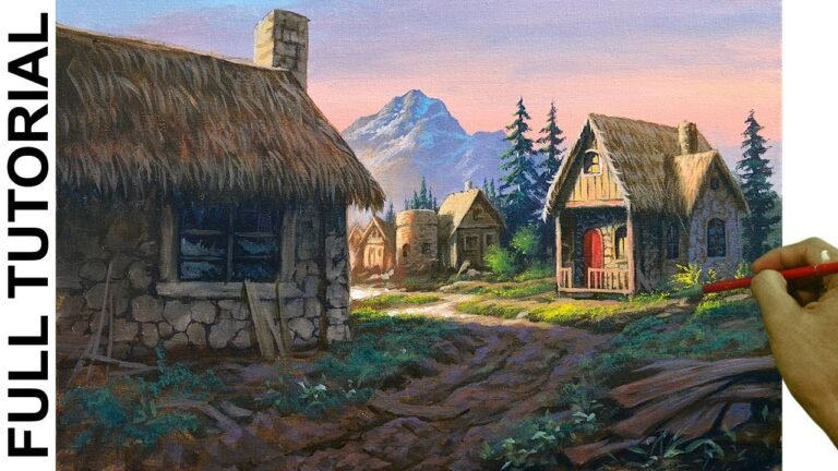 Acrylic Landscape Painting TUTORIAL / Old Village Houses / JMLisondra