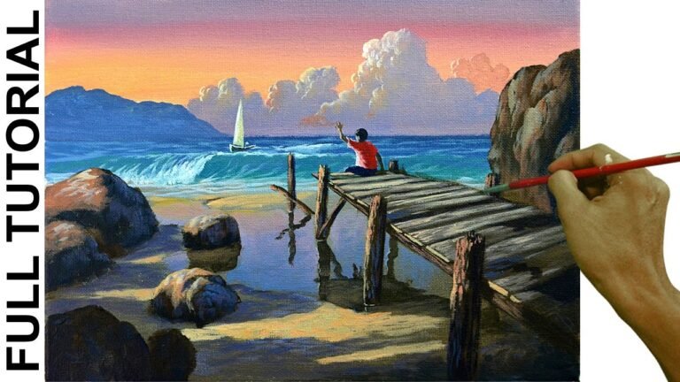 Acrylic Landscape Painting TUTORIAL / Old Wharf in the Beach / JMLisondra