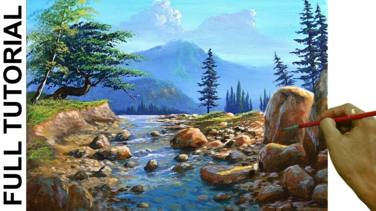 Acrylic Landscape Painting TUTORIAL / Shallow River / JMLisondra