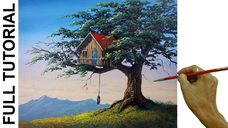 Acrylic Landscape Painting TUTORIAL / Tree House / JMLisondra