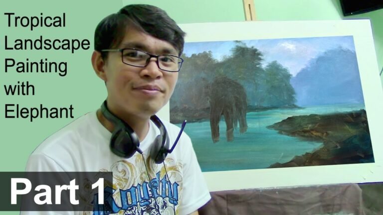 Acrylic Landscape Painting Tutorial Tropical Forest with Elephant | Basic Blocking In | Part 1