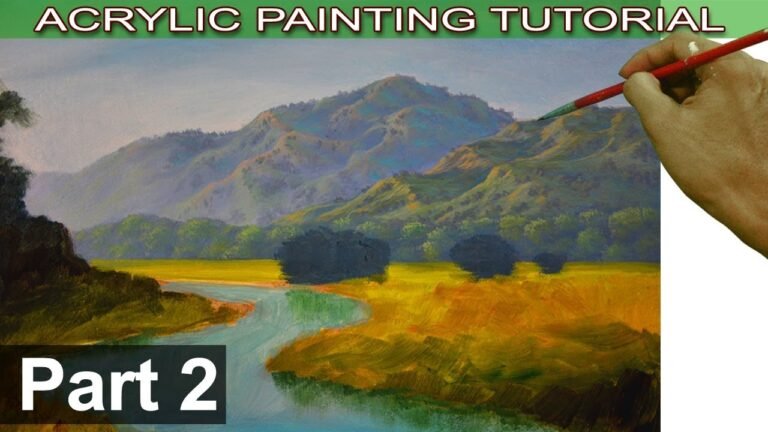 Acrylic Landscape Painting Tutorial on Bigger Canvas | How to Paint Mountains | Part 2 by JMLisondra