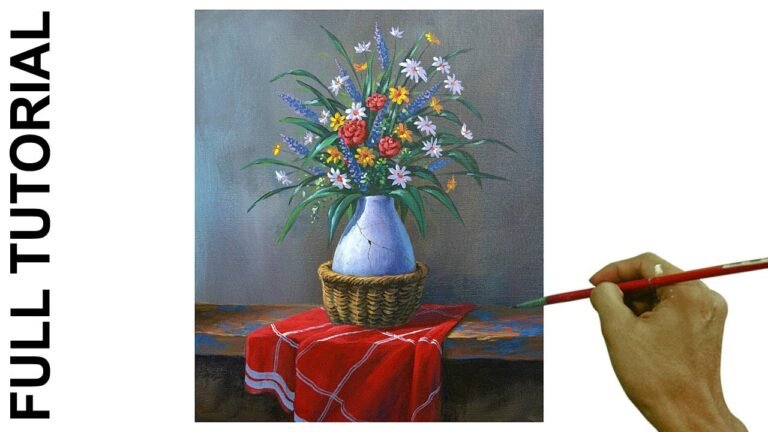 Acrylic Still Life Painting Tutorial / Flowers in Vase / JMLisondra