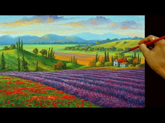 HOW TO PAINT Lavender Fields and #Flowers in #Tuscany using #Acrylics