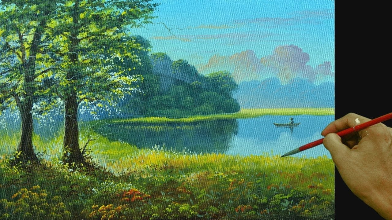 How Paint Basic Landscape and Transform into Realistic using Acrylic ...