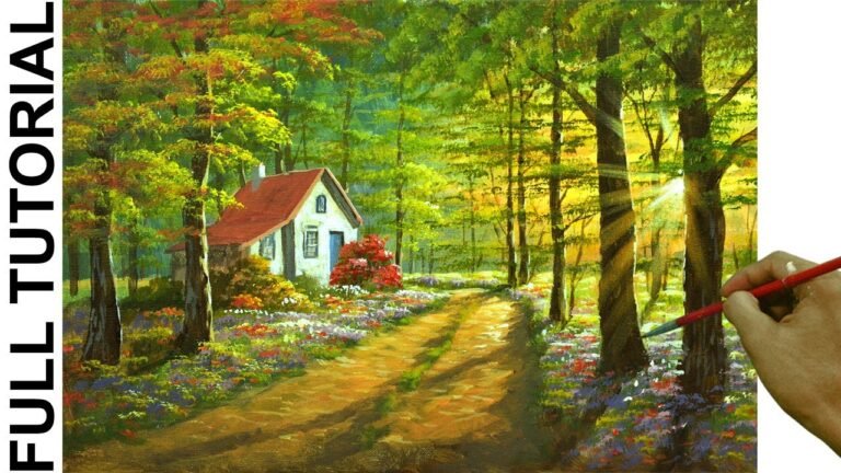 How to Paint House in Colorful Forest Using Acrylics | JM Lisondra Paintings