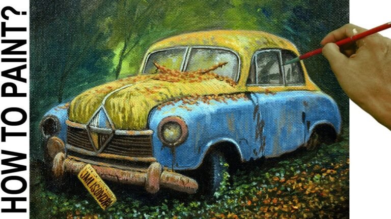 How to Paint Realistic Old Rustic Vintage Car in Acrylics