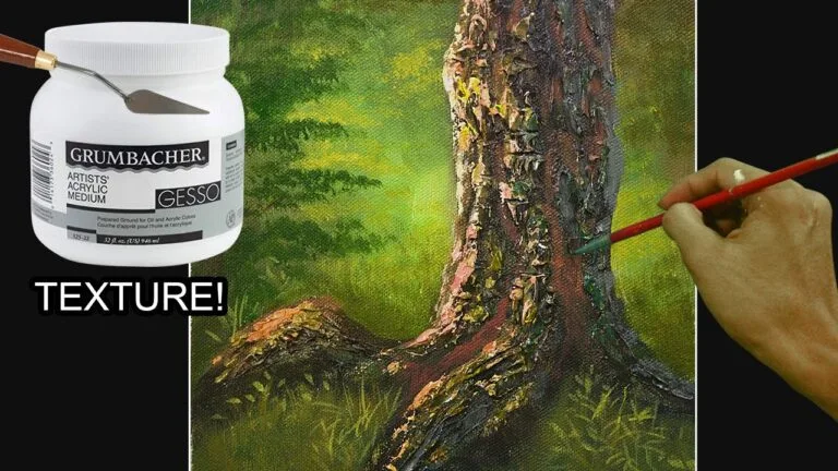 How to Paint Tree Trunk with Textures using Gesso and Palette Knife in Acrylics