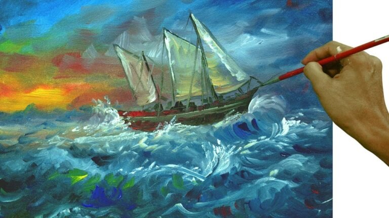 Impressionistic Painting | Boat in Stormy Sea by JM Lisondra