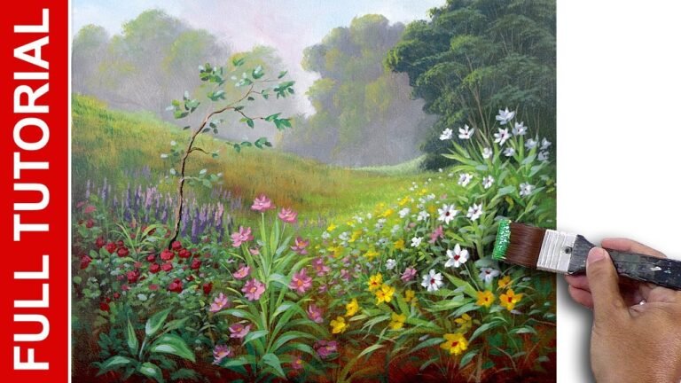 LIVE / Flower Garden Landscape Painting / Acrylics / JMLisondra