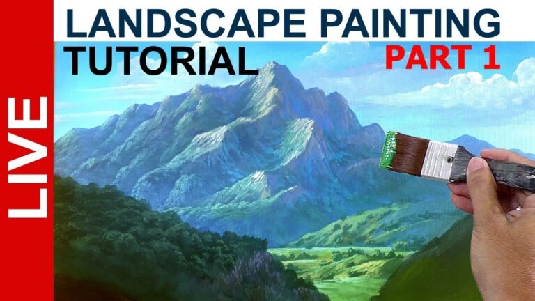 Part 1 / LIVE /Landscape Painting Tutorial on Bigger Canvas in Acrylics / JMLisondra