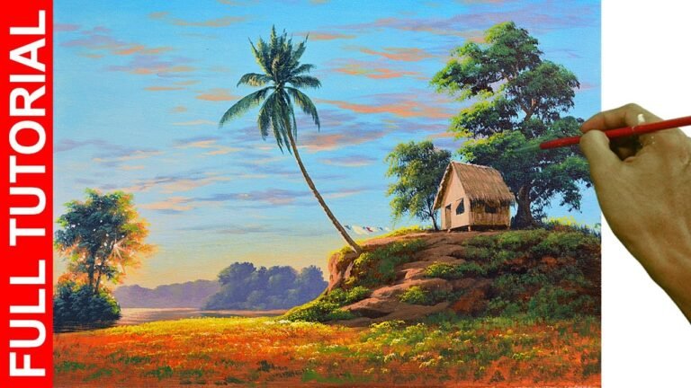 TUTORIAL : Acrylic Landscape Painting / Nipa Hut House / JMLisondra