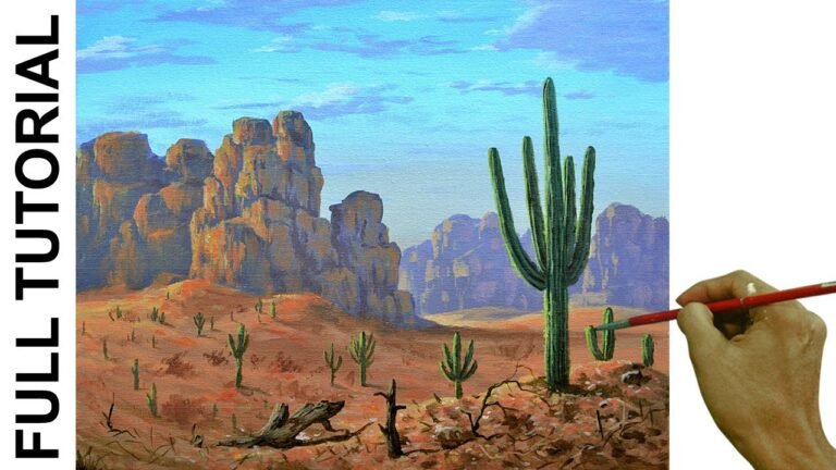 TUTORIAL / Acrylic Painting Landscape / Cactus in Desert / JMLisondra