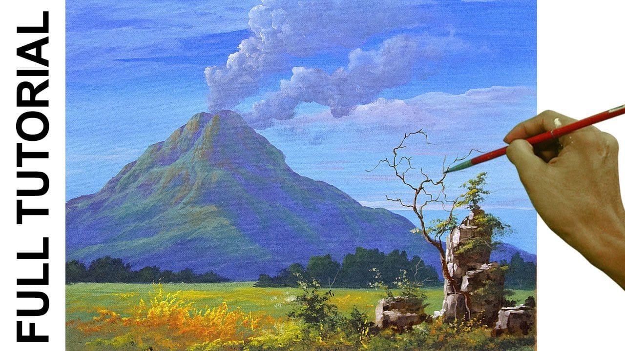 TUTORIAL : Acrylic Painting Landscape / Erupting Volcano / JMLisondra ...