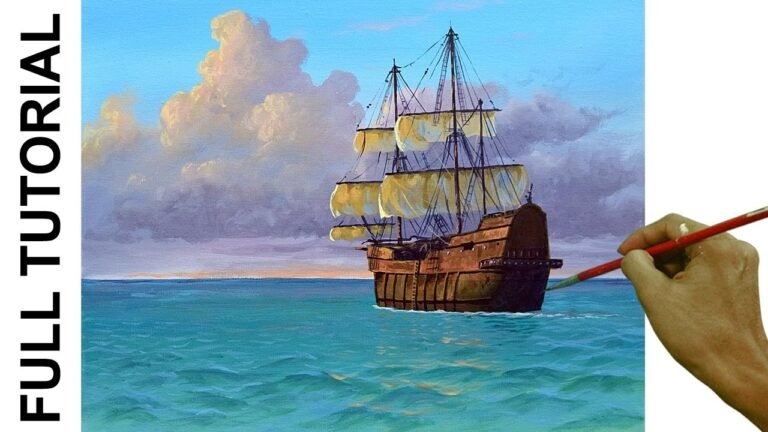 TUTORIAL: Acrylic Painting Landscape / Galleon Ship / JMLisondra