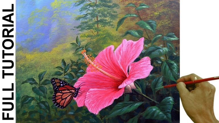 TUTORIAL / Acrylic Painting Landscape / Hibiscus Flower / JMLisondra