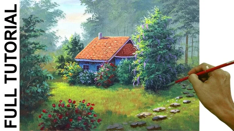 TUTORIAL : Acrylic Painting Landscape /  House Garden / JMLisondra