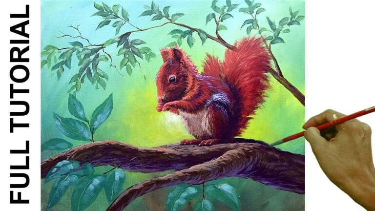 TUTORIAL: Acrylic Painting Landscape / Red Squirrel / JMLisondra