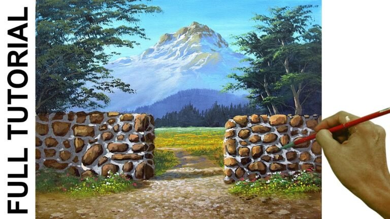 TUTORIAL : Acrylic Painting Landscape / Stone Fence / JMLisondra