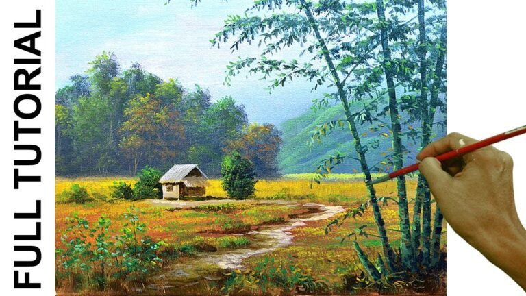 TUTORIAL: Acrylic Painting Landscape / Tropical Hut with Bamboo / JMLisondra