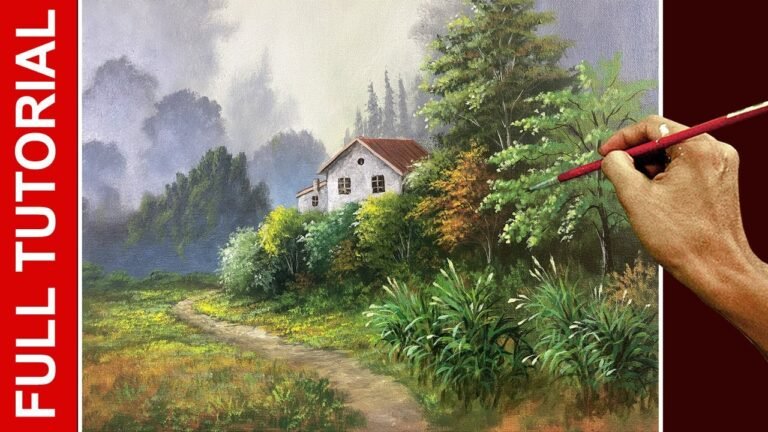 Tutorial: Acrylic Landscape Painting / At the Back of the House / JMLisondra