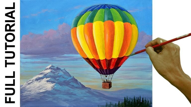 Tutorial: Acrylic Landscape Painting / Hot Air Balloon and Snowy Mountain / JMLisondra