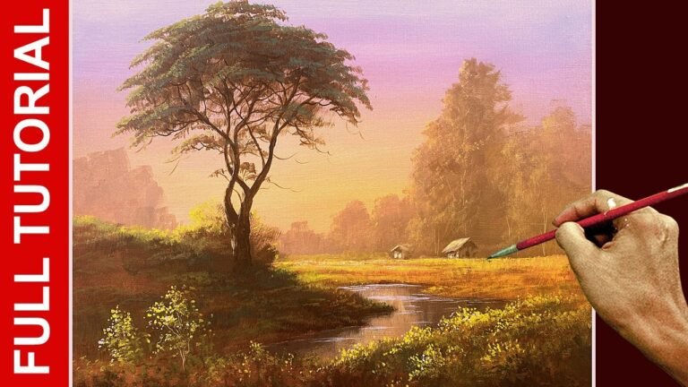 Tutorial: Acrylic Landscape Painting / Tree in Misty Autumn / JMLisondra