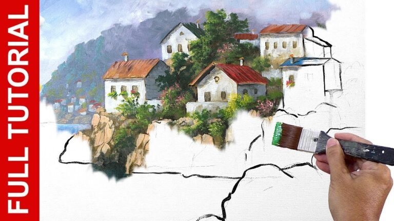 Tutorial : Acrylic Landscape Painting / White Village Houses / JMLisondra