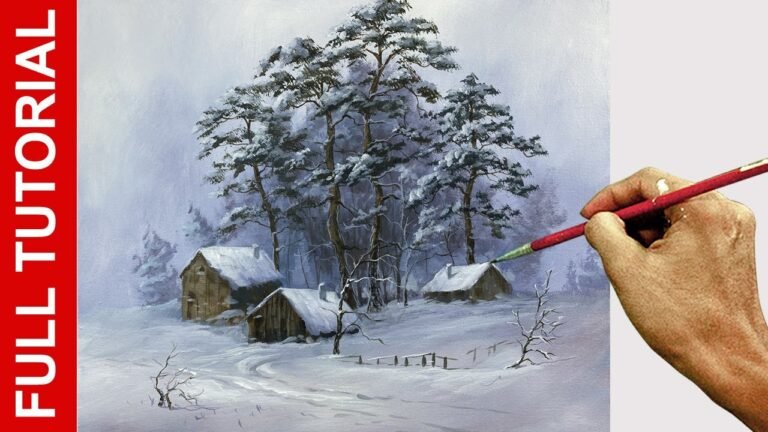 Tutorial: Acrylic Landscape Painting / Winter Village / JMLisondra