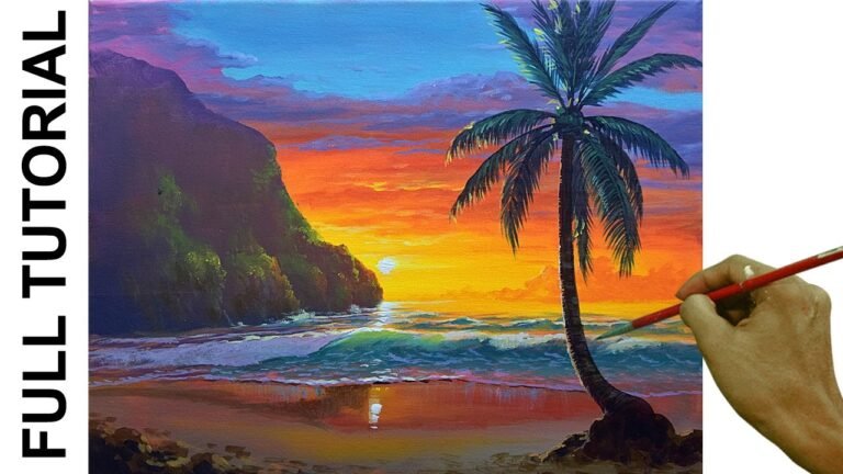 Tutorial: Acrylic Painting Landscape / Tropical Sunset / JMLisondra