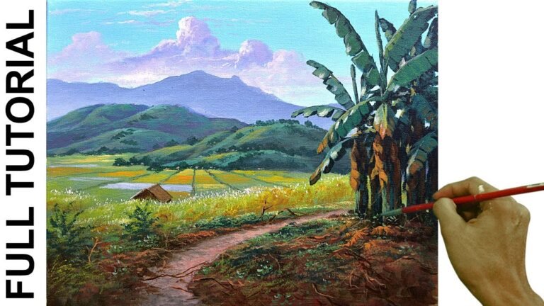 Tutorial / Landscape Acrylic Painting / Rice Fields and Bananas / JMLisondra