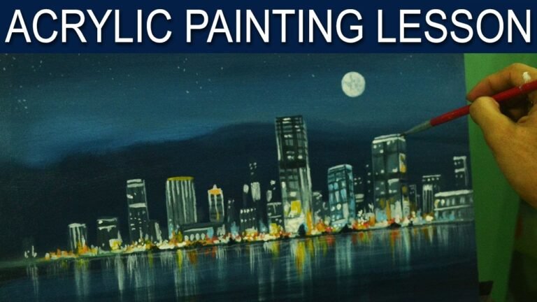 Acrylic Landscape Painting Lesson | City Moonlight by JM Lisondra