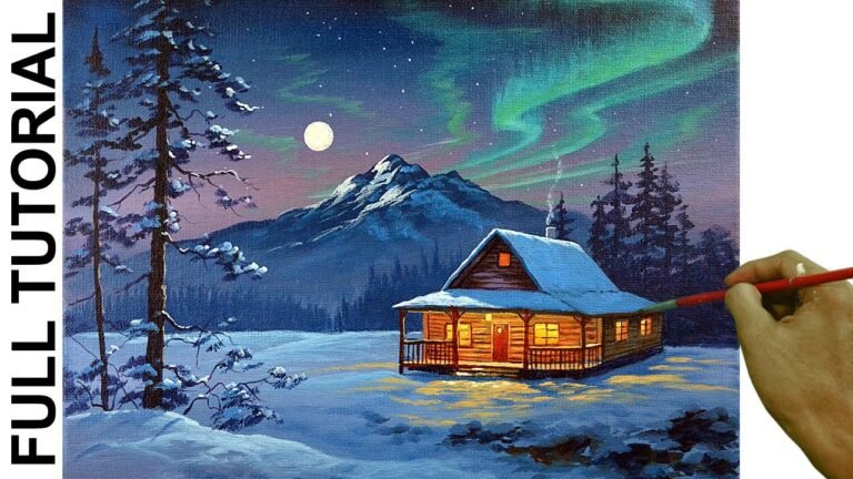 Acrylic Landscape Painting TUTORIAL / Winter Night / JMLisondra