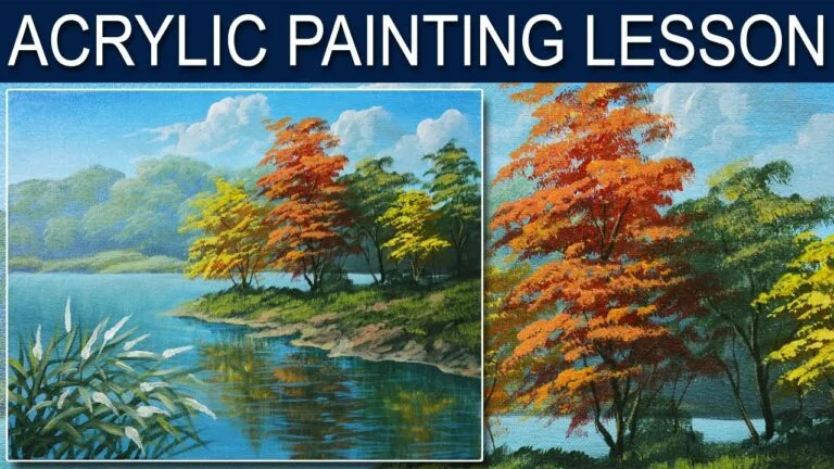 Jm Tutorial Acrylic Landscape Painting Tutorial | Autumn in the River in Step by ...