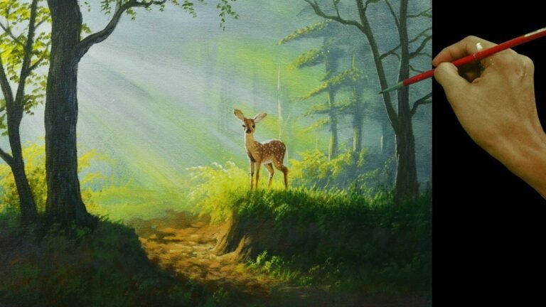 Acrylic Landscape Painting Tutorial | The Young Deer by JM Lisondra