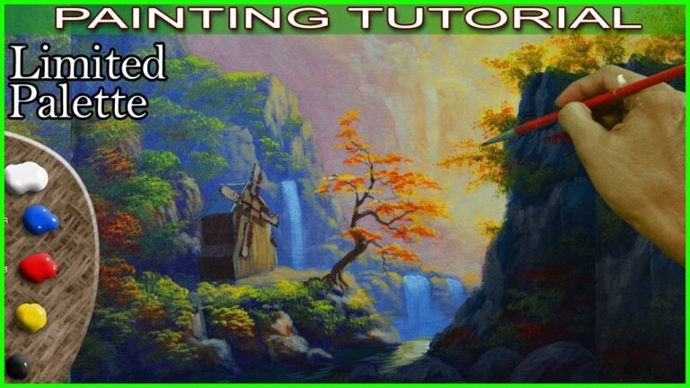 Acrylic Landscape Painting Tutorial Windmill on the Mountains in Basic Step by Step by JM Lisondra