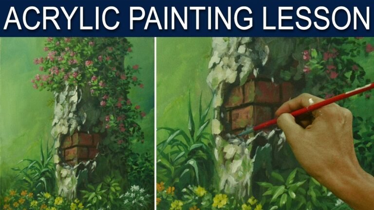 Acrylic Painting Lesson | Flowers and Broken Wall by JM Lisondra