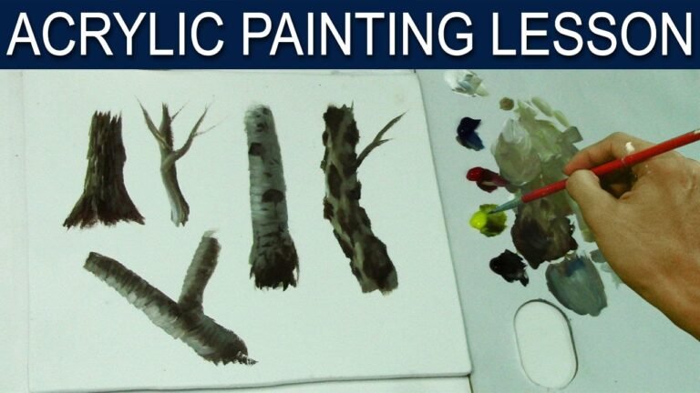 Acrylic Painting Lesson | How to Paint Different Tree Trunks by JM Lisondra