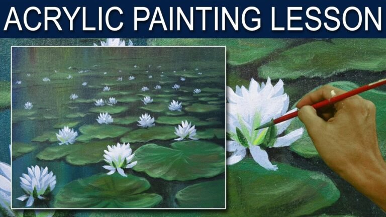 Acrylic Painting Lesson | White Water Lilies by JM Lisondra