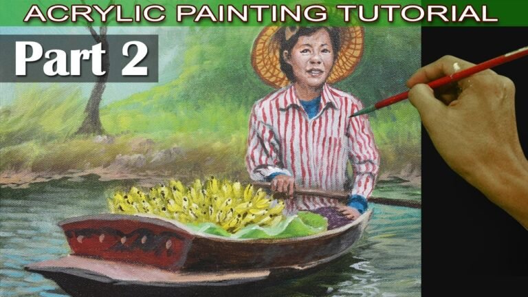 Acrylic Painting Tutorial | Part 2 | Old Lady Fruit Vendor on Boat Easy and Basic for Beginners