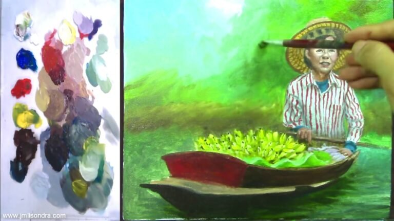 Acrylic Painting Tutorial | Part 3 | Old Lady Fruit Vendor on Boat