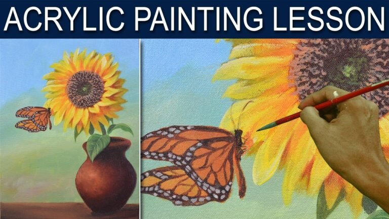 #Acrylic Painting Tutorial |  Sunflower and the Butterfly