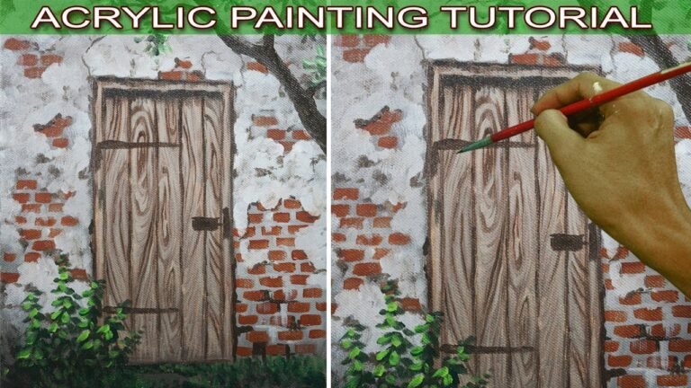 Acrylic Painting Tutorial on How to Paint an Old Door on Brick Wall Easy and Basic for Beginners