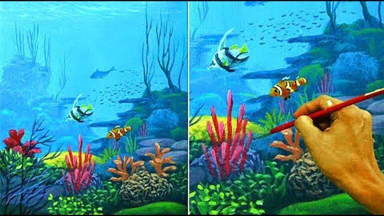 Acrylic Seascape Painting Tutorial | Underwater Corals and Fishes by JM Lisondra